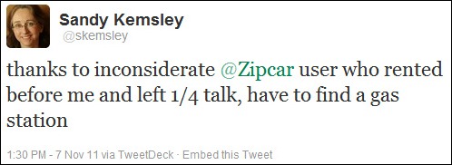 Zipcar tweet